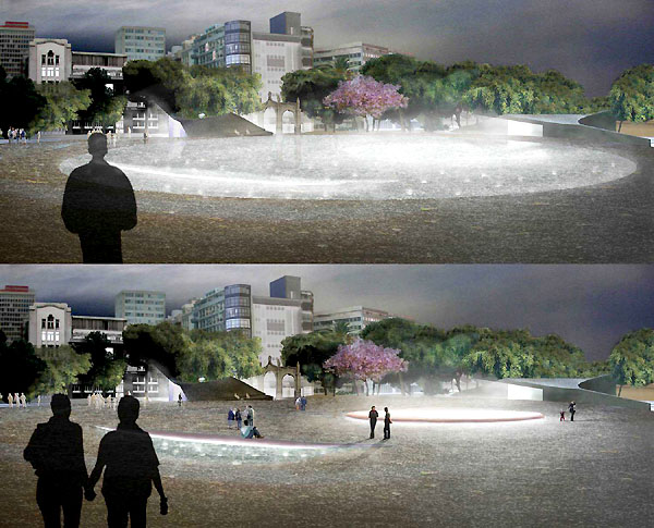 Entwurf fr die knftige Lichtgestaltung auf der Plaza de Espaa vor dem Palacio Insular, dem Sitz der Inselregierung